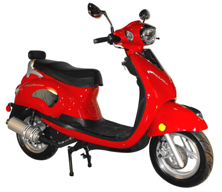 50cc Gas Scooter Romeo 50 Red Retro Style Body, Slick Design, Fully  Automatic